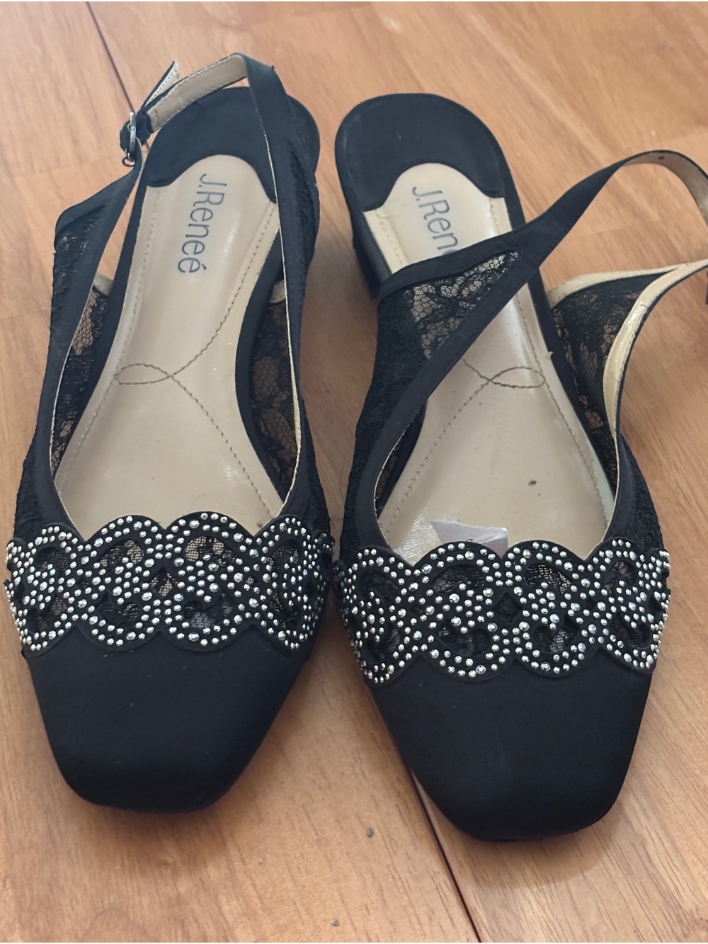 J. Renee Black Embellished Slingback Flats ~ Women’s 11ww